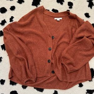 American Eagle Burnt Orange Cropped Cardigan EUC size L long